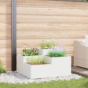 Vaso da giardino Bianco 80 x 80 x 48 cm Acciaio