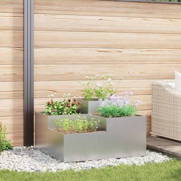 Vaso da giardino Argento 80 x 80 x 48 cm Acciaio zincato