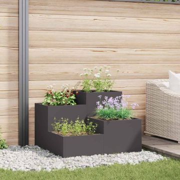 Vaso da giardino Nero 100 x 100 x 60 cm Acciaio