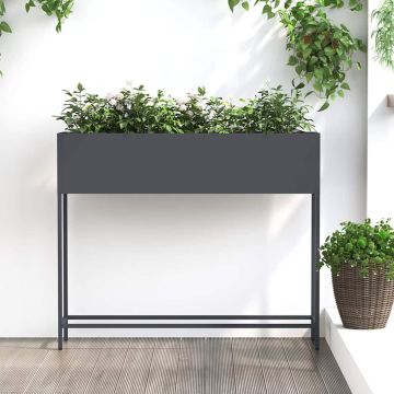Vaso da Giardino Rialzato Antracite 100 x 26 x 82 cm Acciaio