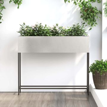 Vaso da Giardino Rialzato Argento 100 x 26 x 82 cm