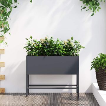 Vaso da Giardino Rialzato Antracite 60 x 26 x 45 cm Acciaio