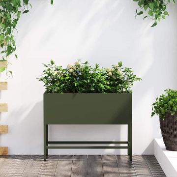 Vaso da Giardino Rialzato Oliver verde 60 x 26 x 45 cm Acciaio