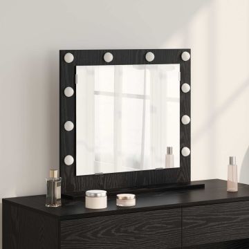 Specchio da Vanità Rovere Nero 60 x 55 x 18 cm Rettangolare