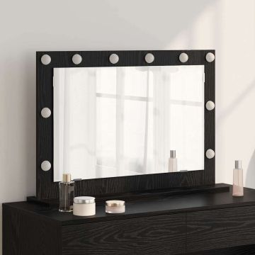 Specchio da Vanità Rovere Nero 80 x 15 x 18 cm Rettangolare