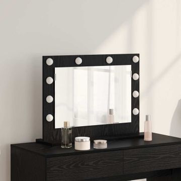 Specchio da Vanità Rovere Nero 60 x 45 x 18 cm Rettangolare