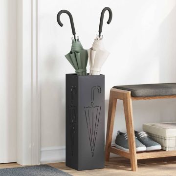 Stand per Ombrelli da Pioggia Nero 15,5 x 15,5 x 49 cm Acciaio