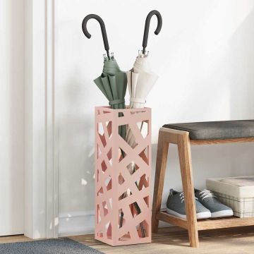 Stand per Ombrelli da Pioggia Rosa 15,5 x 15,5 x 49 cm Acciaio