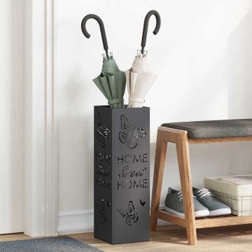 Stand per Ombrelli da Pioggia Nero 15,5 x 15,5 x 49 cm Acciaio