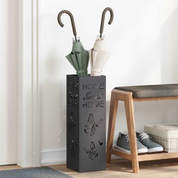 Stand per Ombrelli da Pioggia Nero 15,5 x 15,5 x 49 cm Acciaio