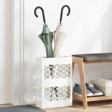 Stand per Ombrelli da Pioggia Bianco 28 x 12 x 41 cm Acciaio