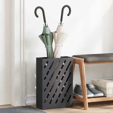 Stand per Ombrelli da Pioggia Nero 28 x 12 x 41 cm Acciaio