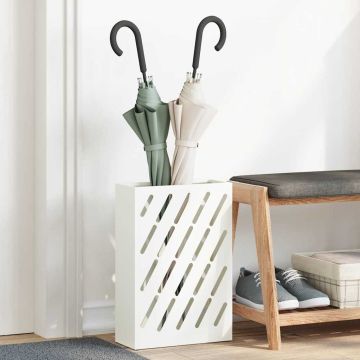 Stand per Ombrelli da Pioggia Bianco 28 x 12 x 41 cm Acciaio