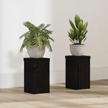 Supporto per piante 2 pz Rovere Nero 10 x 10 x 18 cm
