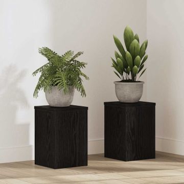 Supporto per piante 2 pz Rovere Nero 20 x 20 x 30 cm