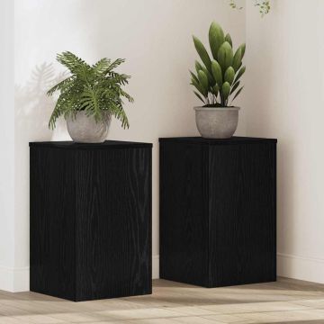 Supporto per piante 2 pz Rovere Nero 30 x 30 x 50 cm
