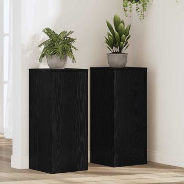 Supporto per piante 2 pz Rovere Nero 30 x 30 x 70 cm