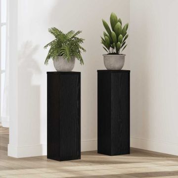 Supporto per piante 2 pz Rovere Nero 17 x 17 x 60 cm