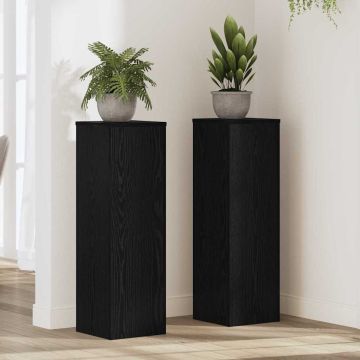 Supporto per piante 2 pz Rovere Nero 25 x 25 x 80 cm