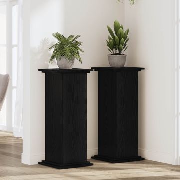 Supporto per piante Rovere Nero 33 x 33 x 80 cm