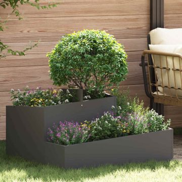 Vaso da giardino Nero 80 x 80 x 50 cm Acciaio laminato a freddo