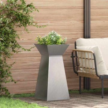 Vaso a Pilastro Argento 35 x 35 x 73 cm Acciaio Inox