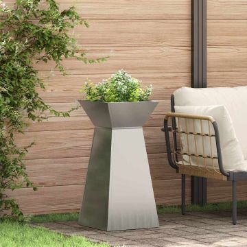 Vaso a Pilastro 2 pz Argento 35 x 35 x 73 cm Acciaio zincato