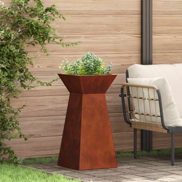 Vaso a Pilastro Ruggine 35 x 35 x 73 cm Acciaio Corten