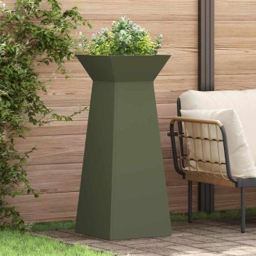 Vaso a Pilastro 2 pz Verde Oliva 40 x 40 x 100 cm