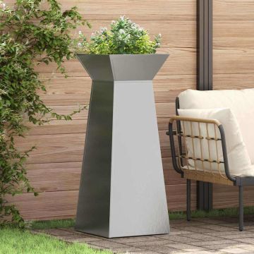 Vaso a Pilastro 2 pz Argento 40 x 40 x 100 cm Acciaio Inox
