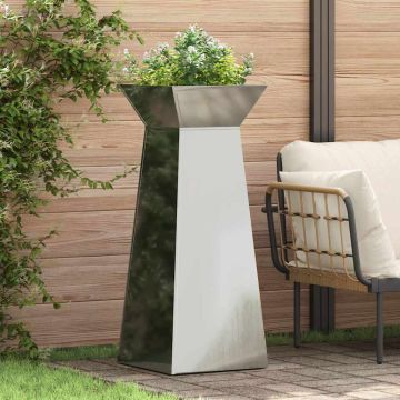Vaso a Pilastro 2 pz Argento 40 x 40 x 100 cm Acciaio zincato