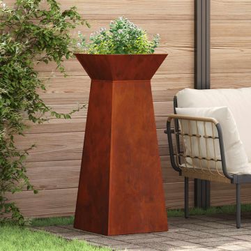 Vaso a Pilastro Ruggine 40 x 40 x 100 cm Acciaio Corten