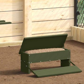 Mangiatore a Pedale per Pollo Verde Oliva 48,5 x 39,5 x 19 cm