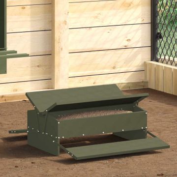 Mangiatore a Pedale per Pollo Verde Oliva 75 x 53 x 20,5 cm