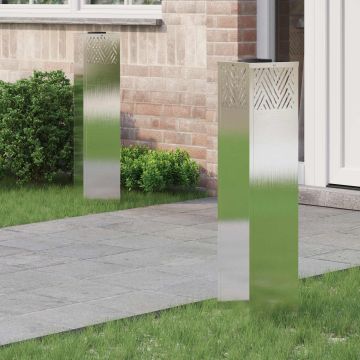 Faro LED solare per sentieri 2 pz Bianco caldo 18 x 18 x 80 cm