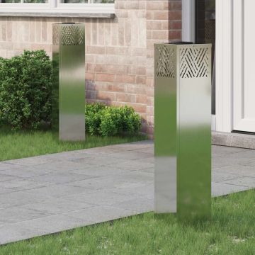 Faro LED solare per sentieri 2 pz Bianco caldo 18 x 18 x 80 cm