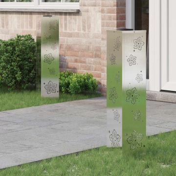 Faro LED solare per sentieri 2 pz Bianco caldo 18 x 18 x 80 cm