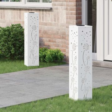 Faro LED solare per sentieri 2 pz Bianco caldo 18 x 18 x 80 cm