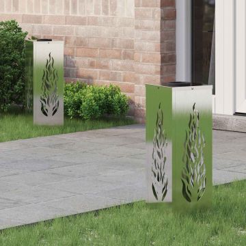 Faro LED solare per sentieri 2 pz Bianco caldo 18 x 18 x 50 cm