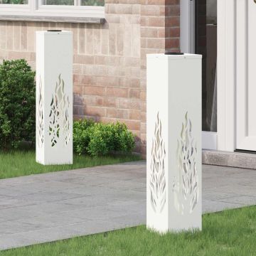 Faro LED solare per sentieri 2 pz Bianco caldo 18 x 18 x 80 cm