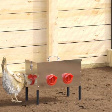 Feeder per pollo 2 Argento 42 x 20,5 x 33 cm 15 kg