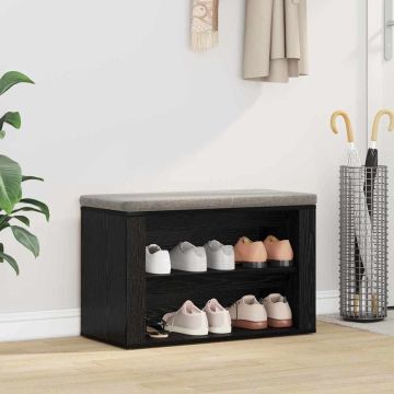 Scarpiera 75 x 35 x 45 cm Legno ingegnerizzato Rovere nero