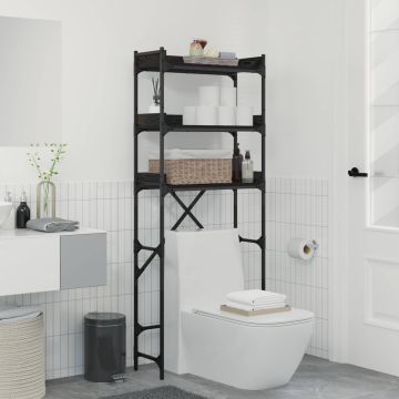 Mensola per lavatrice Rovere Nero 67 x 25 x 163 cm