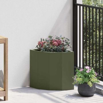 Vaso d'angolo Verde oliva 30 x 30 x 35 cm Acciaio