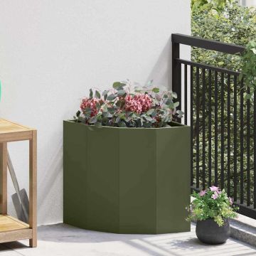Vaso d'angolo Verde oliva 45 x 45 x 50 cm Acciaio