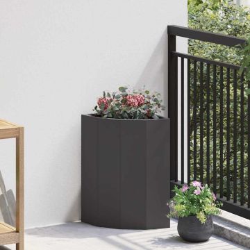 Vaso d'angolo Nero 30 x 30 x 50 cm Acciaio