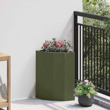 Vaso d'angolo Verde oliva 30 x 30 x 50 cm Acciaio