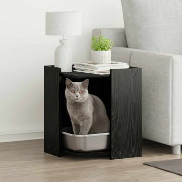 Rifugio per lettiera per gatti Rovere Nero 42 x 42 x 51 cm