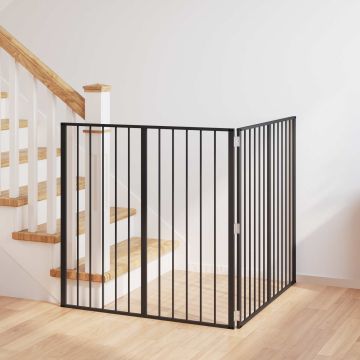 Cancello per cani 2 Panels Nero 100 x 100 cm Acciaio zincato