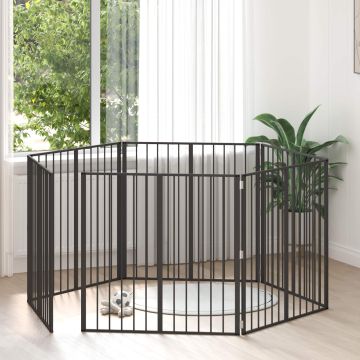 Cancello per cani 6 pz Nero 100 x 100 cm Acciaio zincato